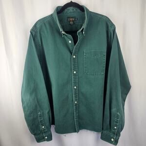 J.CREW Oarsman Button Down Chambray Shirt Vtg 90's Men's XL Green USA Preppy